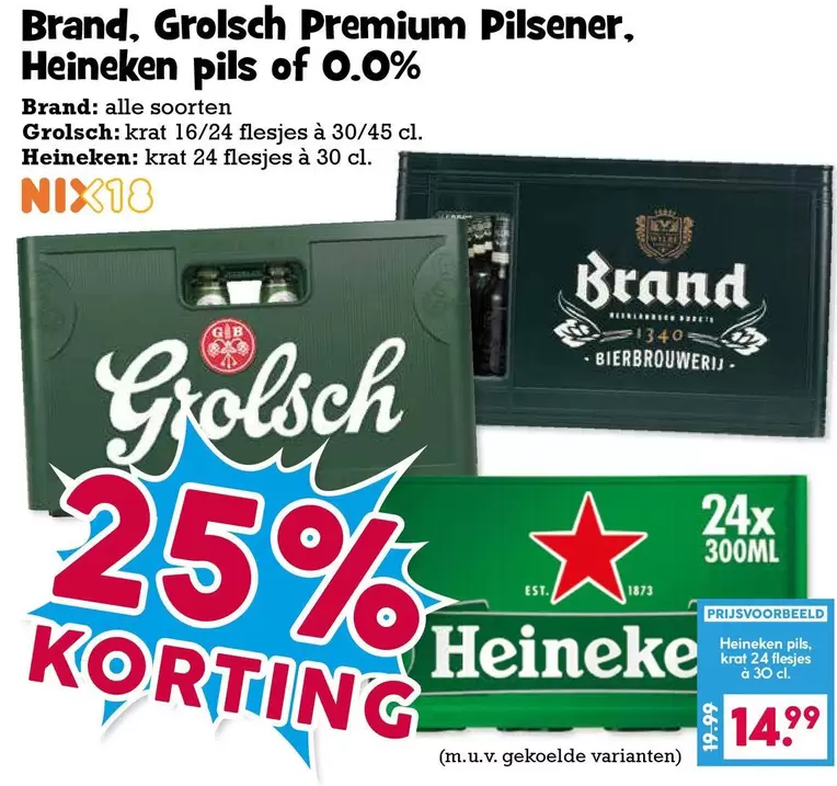 Brand - Grolsch Pilsener or Heineken Pils of 0.0%