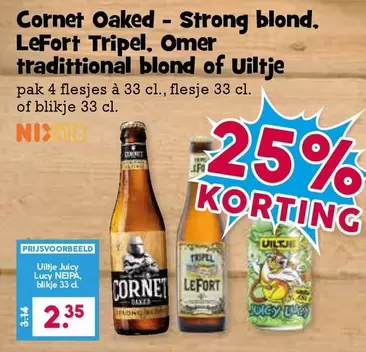 Cornet Oaked - Strong blond. LeFort Tripel. Omer Traditional blond of Uiltje
