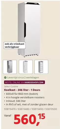 MM - Koelkast - 346 liter - 1 Deurs