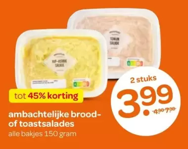 ambachtelijke brood- of toastsalades