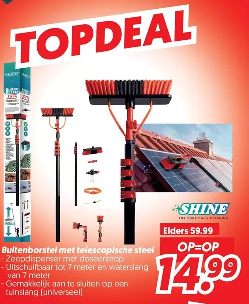Op - Buitenborstel met telescopische steel