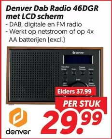 Op - Dab Radio 46DGR met LCD scherm
