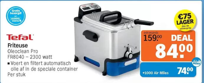 Tefal - Friteuse Oleoclean Pro FR8040 - 2300 watt