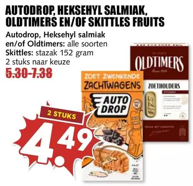 AUTODROP, HEKS EHYL SALMIAK, OLDTIMERS EN/OF SKITTLES FRUITS