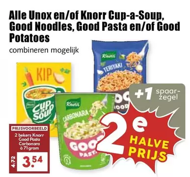 Knorr - Unox en/of  Cup-a-Soup, Good Noodles, Good Pasta en/of Good Potatoes