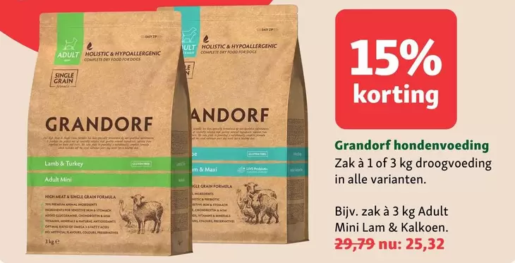 Zip - hondenvoeding Zak à 1 of 3 kg droogvoeding