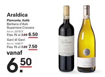 Barbera d'Asti Superiore Crocera, Fles 75 cl; Gavi di Gavi, Fles 75 cl