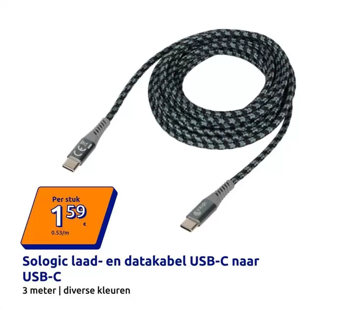 laad- en datakabel USB-C naar USB-C
