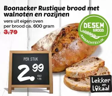 Boonacker Rustique brood met walnoten en rozijnen