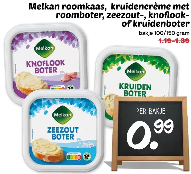 roomkaas, kruidencreme met roomboter, zeezout-, knoflook- of kruidenboter