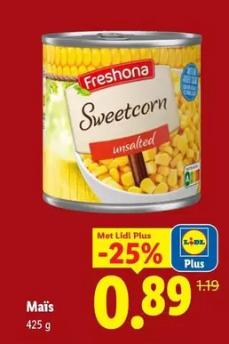 Sweetcorn unsalted