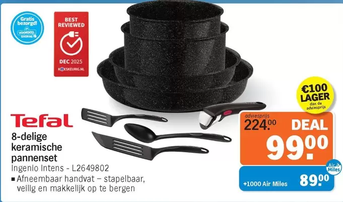 Tefal - 8-delige keramische pannenset Ingenio Intens - L2649802