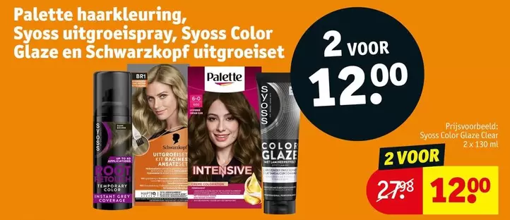 Up - Palette haarkleuring, Syoss uitgroeispray, Syoss Color Glaze en Schwarzkopf uitgroeiset