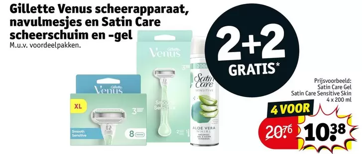 Gillette - Venus scheerapparaat, navulmesjes en Satin Care scheerschuim en -gel
