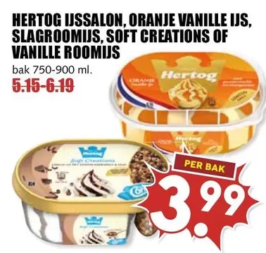 IJs (IJssalon, Oranje Vanille IJs, Slagroomijs, Soft Creations of Vanille Roomijs)