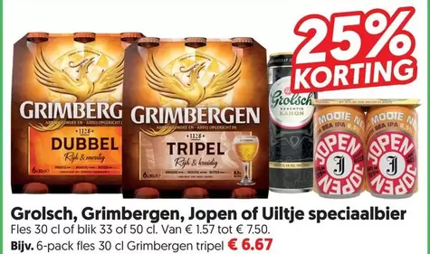 Grolsch - Grimbergen Dubbel, Grimbergen Tripel, Jopen of Uiltje speciaalbier