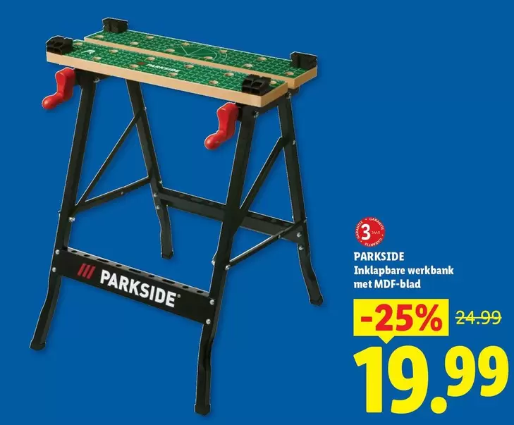 Inklapbare werkbank met MDF-blad