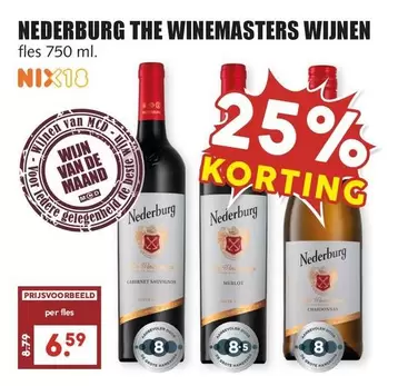 De - NEDERBURG THE WINEMASTERS WIJNEN fles 750 ml.