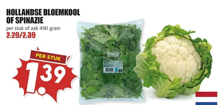 HOLLANDSE BLOEMKOOL OF SPINAZIE