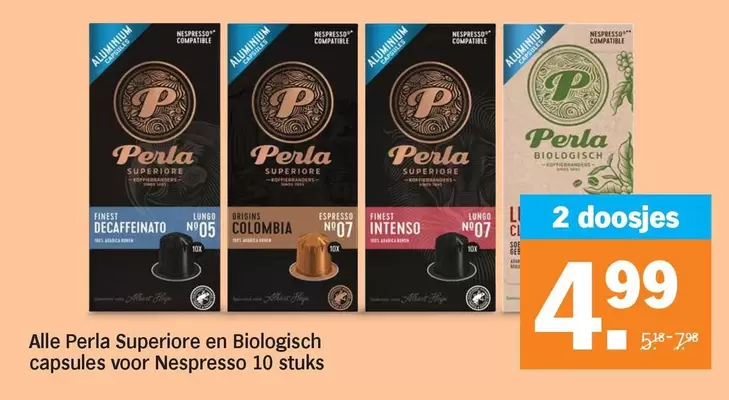 Nespresso - Perla Superiore and Biologisch capsules voor 10 stuks