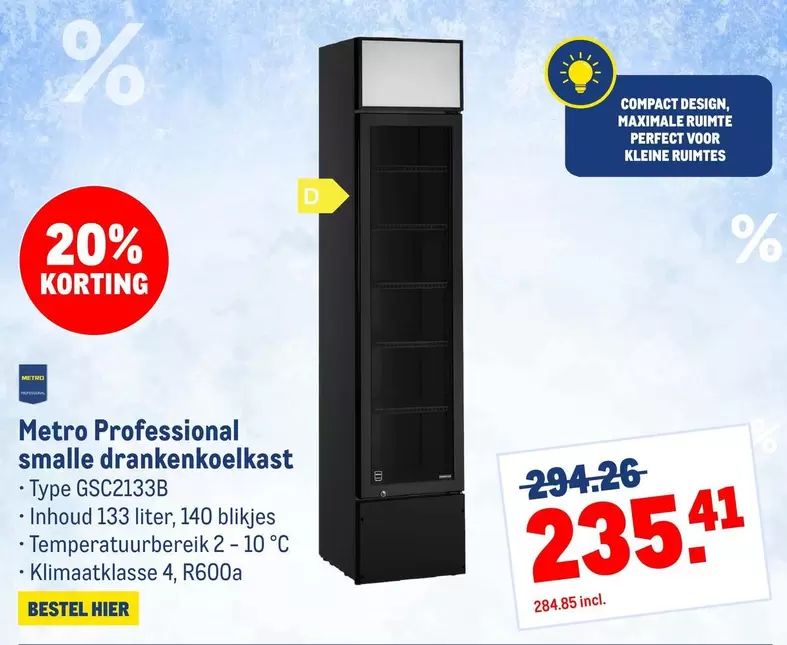 Design - Metro Professional smalle drankenkoelkast - Type GSC2133B