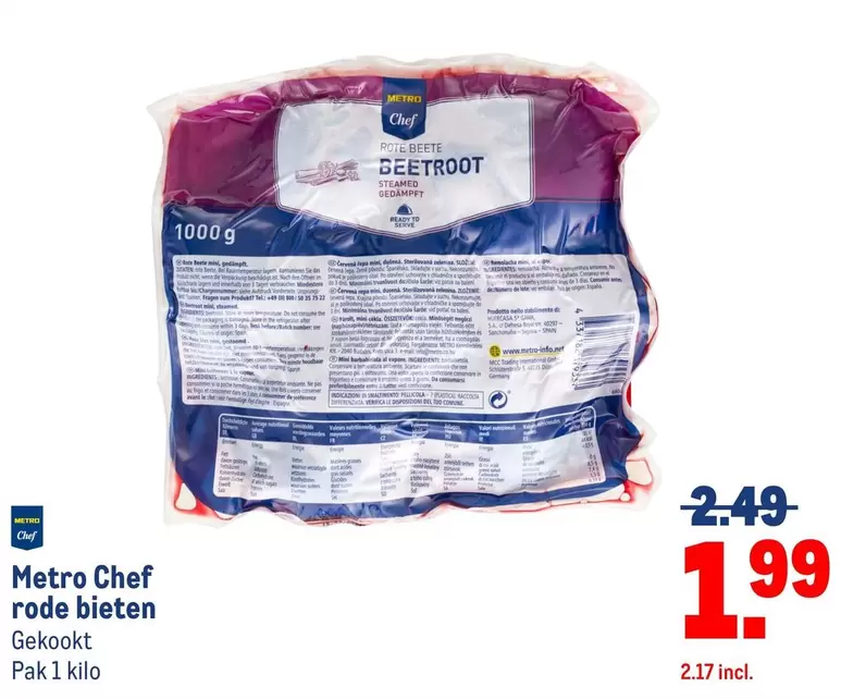Metro Chef rode bieten Gekookt
