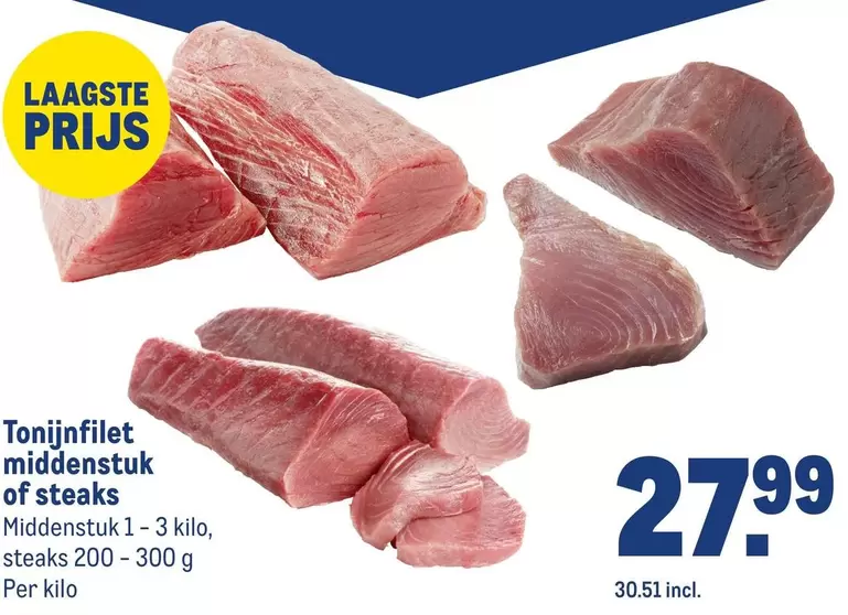 Tonijnfilet middenstuk of steaks