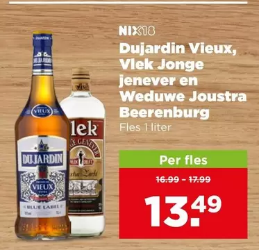 Label - Dujardin Vieux, Vlek Jonge Jenever en Weduwe Joustra Beerenburg