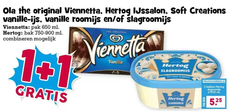Viennetta, Hertog IJssalon, Soft Creations vanille-ijs, vanille roomijs en/of slagroomijs