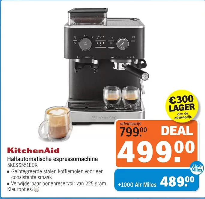 Kitchenaid - Halfautomatische espressomachine 5KES6551EBK
