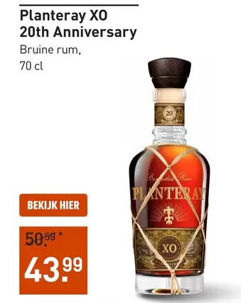 Planteray XO 20th Anniversary Bruine rum