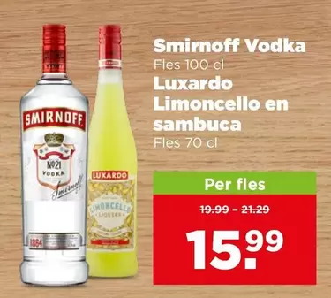 Smirnoff -  Vodka, Luxardo Limoncello en Sambuca
