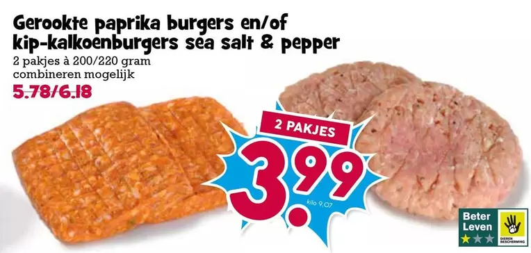 Pepper - Gerookte paprika burgers en/of kip-kalkoenburgers sea salt & pepper