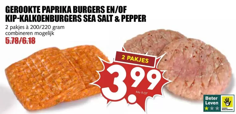 Pepper - GEROOKTE PAPRIKA BURGERS EN/OF KIP-KALKOENBURGERS SEA SALT & PEPPER