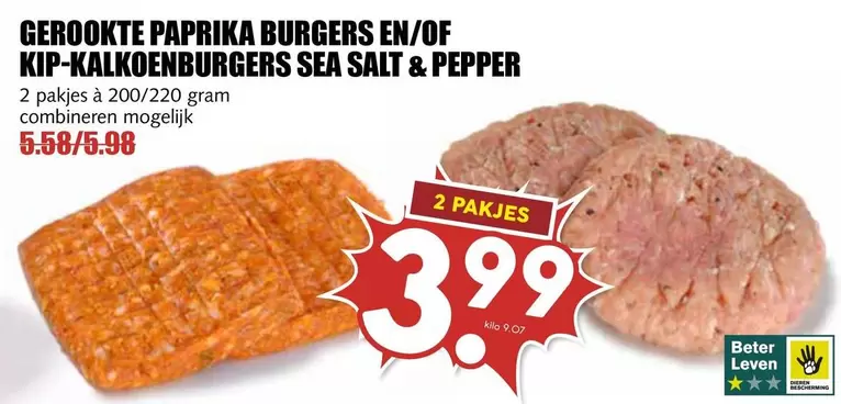 Pepper - GEROOKTE PAPRIKA BURGERS EN/OF KIP-KALKOENBURGERS SEA SALT & PEPPER