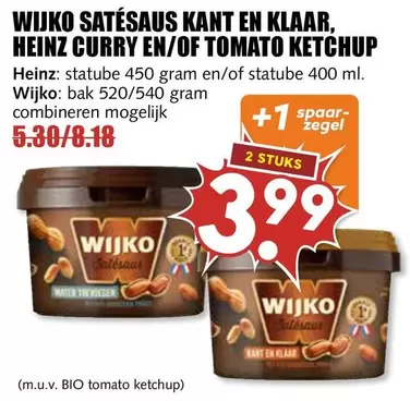 Heinz - WIJKO SATÉSAUS KANT EN KLAAR, HEINZ CURRY EN/OF TOMATO KETCHUP
