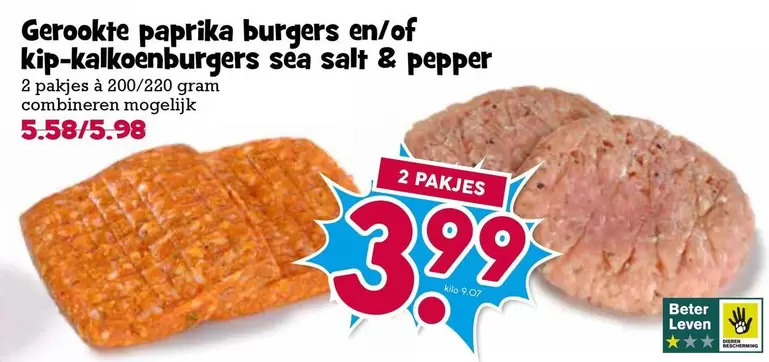 Pepper - Gerookte paprika burgers en/of kip-kalkoenburgers sea salt & pepper