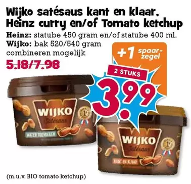 Heinz - Wijko satésaus kant en klaar. curry en/of Tomato ketchup