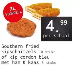 Southern fried kipschnitzels of kip cordon bleu met ham & kaas