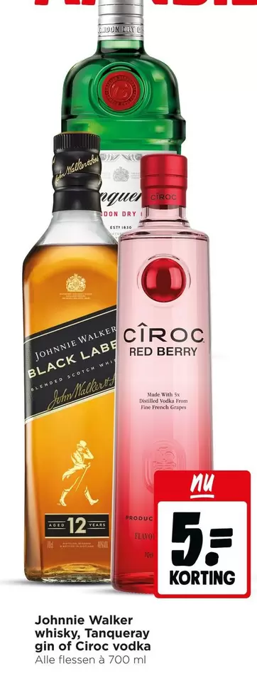 Walkers - Johnnie Walker whisky, Tanqueray gin or Ciroc vodka