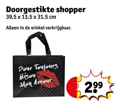 De - Doorgestikte shopper