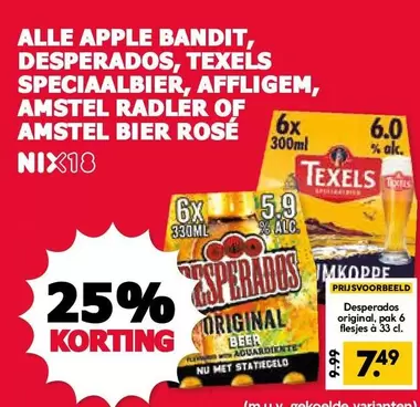 Apple - APPLE BANDIT, DESPERADOS, TEXELS SPECIAALBIER, AFFLIGEM, AMSTEL RADLER OF AMSTEL BIER ROSÉ