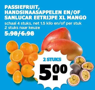 PASSbigveeFRUIT, HANDSINAASAPPELEN EN/OF SANLUCAR EETRIJPE XL MANGO
