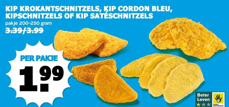 KIP KROKANTSCHNITZELS, KIP CORDON BLEU, KIPSCHNITZELS OF KIP SATESCHNITZELS