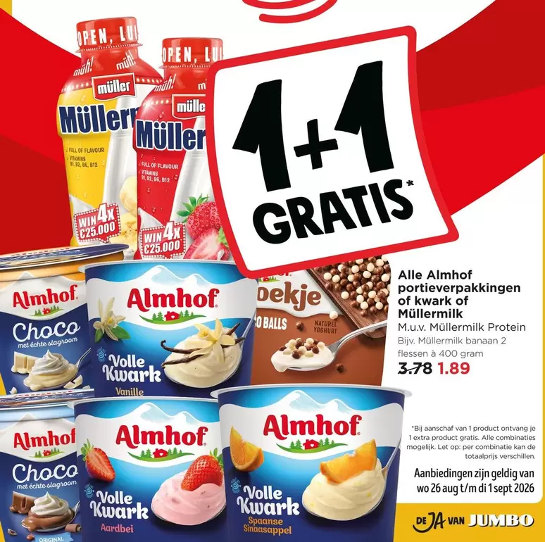 extra - Almhof portieverpakkingen of kwark of MüllerMilk