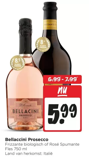 De - Bellaccini Prosecco Frizzante biologisch of Rosé Spumante