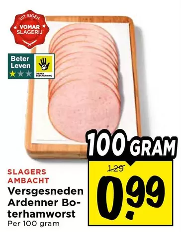 Versgesneden Ardenner Bo-terhamworst