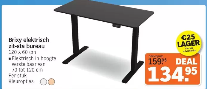 De - Brixy elektrisch zit-sta bureau 120 x 60 cm