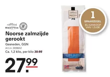 Noorse zalmzijde gerookt