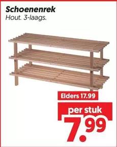 Schoenenrek Hout. 3-laags.